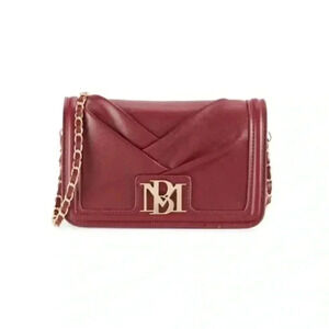 Badgley Mischka Burgundy Pleated Crossbody Bag
